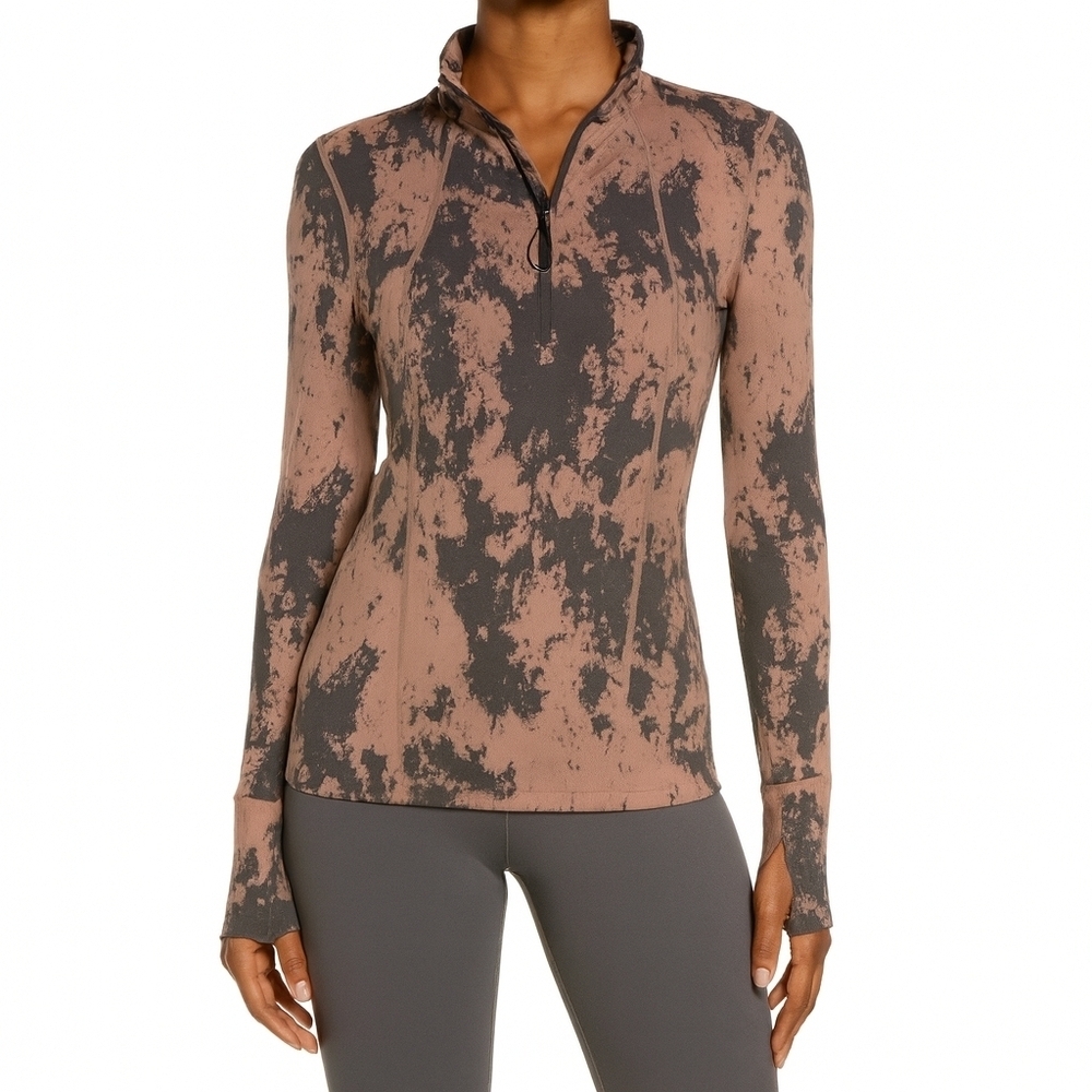Zella Half Zip Pullover XS Pink Black Tie Dye Jacquard Activewear